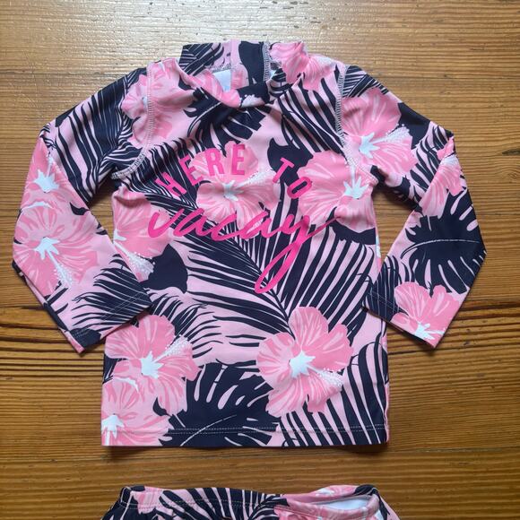 Shade Critters Vacay neon floral rash guard two piece swimsuit SIZE 18-24M - Picture 2 of 5